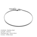 White gold stainless steel snake chain bracelet with 18+2cm length and lobster clasp - 18+2cm / Silver