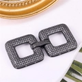 Sparkling double square zircon connector clasp for bracelets in dark gray finish - Style-42 (Gun Black Square Double Loop)