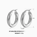 Orecchini a cerchio in acciaio inossidabile argento lucido, diametro 2 cm - 2cm / Color Acciaio