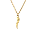 Golden Italian horn cornicedo pendant on a delicate stainless steel chain for good luck - Single Layer / Gold Horn