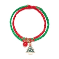 Christmas beaded bracelet set with red and green seed beads and Christmas tree pendant - Christmas Tree Pendant (BR23Y0663-6)