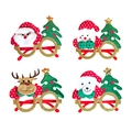 Set of 4 Christmas glasses with glitter frames featuring Santa Snowman and Reindeer - CHYJ-79 Polka Dot Plush Doll Tree Glasses