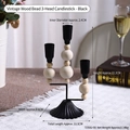 Triple Branch Vintage Wood Bead Candlestick - Black (7150U-08)