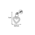 Silver heart pendant labret stud with zircon stones and titanium flat back design - Heart Shape / Silver