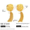 Detaillierte Größentabelle für goldene Quastenohrringe aus wasserfestem Edelstahl - Gold Gehämmert Perle Quaste Stil (NB-E1644) / 18K Gold