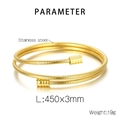 Adjustable 18k gold plated stainless steel cable spring bracelet in gold finish - Gold (KB183236-HM)