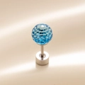 6mm faceted blue crystal ball ear stud with silver stainless steel screw back - Single Piece / Lake Blue (6MM)