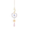 Golden sun and moon dreamcatcher crystal pendant with rainbow iridescent K9 glass beads - Style 4 Moon Sunflower Pendant