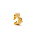 Irregular textured mesh ring in golden leaf design with delicate vein pattern - Curled Leaf Shape (FJ32501D0W0)