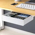 Large white under-desk hidden drawer organizer in 335x250x70mm size for office storage - Porcelain White / Flat / Large