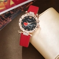 Minimalist red silicone watch with starry sky dial and gold diamond-encrusted case for women - Watch Only / Red