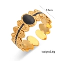 Black Enamel Oval Petal Open Ring