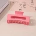 Matte pink rectangular claw clip for thick hair displayed on a minimalist beige desk - #18 Matte Deep Powder - 10.5cm / Bulk (No Packaging)