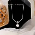 925 sterling silver pearl necklace with knot detail and water-drop pearl pendant - Teardrop Pearl Knot Necklace (xl2303113)