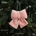 Pink velvet Christmas tree bow ornament with white hanging string for festive decoration - Small Pink Velvet Bow Ornament