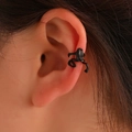 Funny matte black frog ear cuff wrap earring for women in a creative animal style - Matte Black 8053