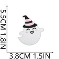 Detail of cute ghost embroidery patch with wizard hat and specific size dimensions - No.32 (Small)