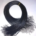 Détail de cordons de collier noirs avec fermoirs mousquetons et chaînes d'extension - Pack de 10 brins / 50+5CM Noir 2.0mm