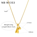 Detail of 1mm snake chain with dimensions for 18K gold-plated double heart necklace - Double Heart Pendant (NB-N1353)