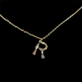 Gold-plated letter R necklace pendant with vibrant multi-colored pave-set cubic zirconia - Letter R / Gold