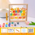Kids DIY acrylic glass painting kit with solid wood frame and cartoon pattern - English Happy Birthday A 20x20cm
