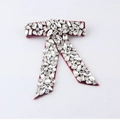 Detail of velvet bow hair clip with luxury rhinestone patterns and pearl accents - Wine Red Velvet with Full Rhinestones