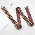 Ethnic bohemian canvas belt Style G with vibrant patterns and silver double D-ring buckle - Ethnic Style G