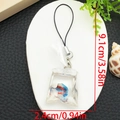 Resin ocean bag charm with blue and red fish in a water pouch design, 9.1cm length - Phone Lanyard / Light Blue White Fish Phone Strap