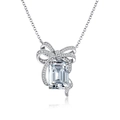 Elegante collana in argento 925 con ciondolo a fiocco da 10 carati e taglio a smeraldo - Argento 925 / Bianco