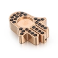Colgante mano de Fátima dorado con circonitas negras y agujero vertical - Oro Rosa (KLJ4106-Z)