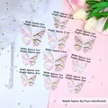 Detailed sizes of pink gradient butterfly cake toppers with gold foil and pearls - Bronzing Butterfly Kit (No Pearls)