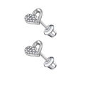 Sparkling butterfly zircon screw back stud earrings made of durable stainless steel - Half Pave Heart