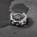 Retro stainless steel cuban chain hoop earrings with 8mm inner diameter silver finish - 8mm (S242)