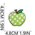 Detailed view of green polka dot apple embroidery patch with 4.8cm size measurements - Green White Polka Dot Apple (15号)