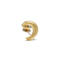 Golden crescent moon ear stud with green zircon screw-back piercing in minimalist style - Moon / Gold