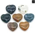 Set of seven heart-shaped polished natural stones in diverse colors and patterns - Ocean Jasper