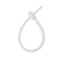 White silicone cable tie with adjustable tadpole fastener for secure wire management - White