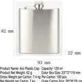 Classic 4oz brushed stainless steel hip flask with portable plastic cap design - 4oz Silver Plastic Cap (110ml)