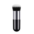 Short flat head foundation brush with black handle and silver ferrule for makeup - Mini Round Head / Black Silver