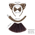 Leopard print costume set with animal ears headband, bow tie, tail and tutu skirt - Leopard Ear 3-Piece Set + Leopard Mesh Skirt