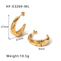 Gold C-shape earrings with colorful embedded cubic zirconia stones in 27mm size - Gold C-Shape Multicolor Stone Semi-Circle Earrings(HF-E3269-ML)