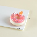 Pink frosted artificial donut model with colorful sprinkles and 7cm diameter dimension - With Fridge Magnet / Watermelon red