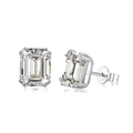 Elegant S925 sterling silver stud earrings featuring emerald cut cubic zirconia stones - Emerald Cut Silver (DY1D0095-S-W-WH)