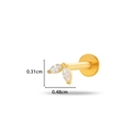 Golden titanium leaf stud earring with marquise gems and push-pin flat back - 590-6# Gold Double Leaf