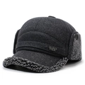 Gorra de béisbol térmica de invierno con orejeras en forro polar gris oscuro - Ajustable / Gris