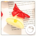 Cute yellow plush bell brooch with red bow and metal pin for bags and clothes - Bell - Brooch Style