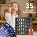Collection de 35 cristaux naturels en flacons de verre pour l'apprentissage éducatif - Ensemble de Bouteilles de Vœux en Cristal de Variétés Multiples (CN)