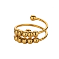 Polished 18k gold spiral bead anxiety ring with multi-layer wrap and rotating metal beads - Spiral Multi-layer 10 Beads / JZ7118G Gold