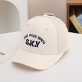 Detail of embroidered letters and breathable mesh on the summer kids baseball cap - 54cm (3-8 Years) / SKY-Rice White
