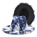 Chapeau fedora en laine tie-dye bleu et blanc avec large bord et doublure noire voyage - M (56-58cm) / Tie-Dye Bleu Blanc Style 5